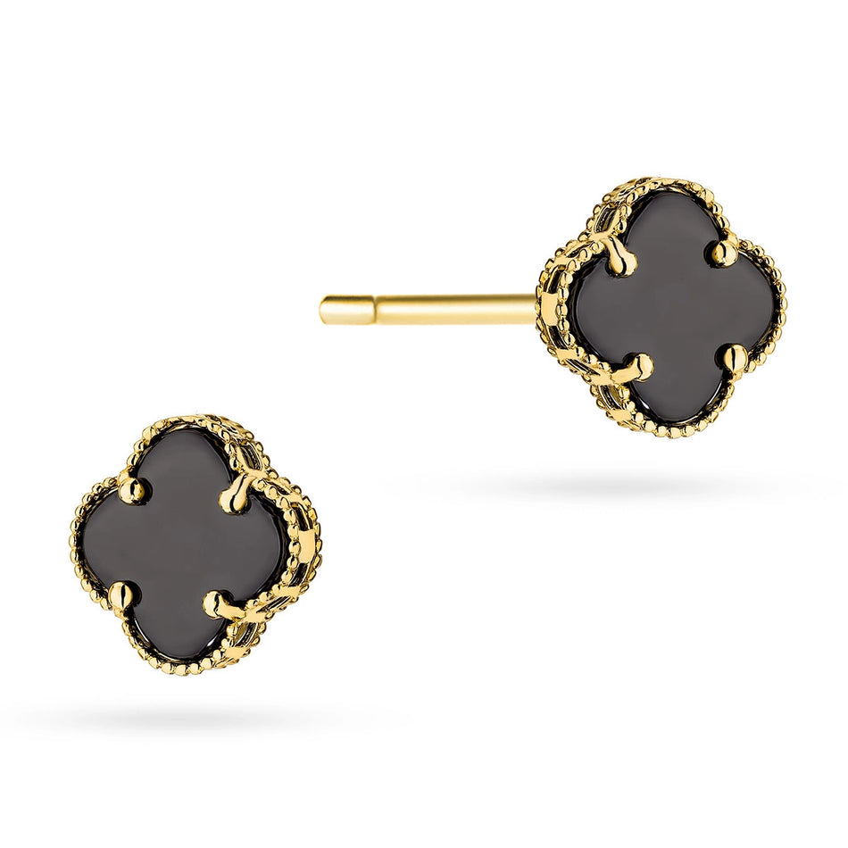 Gold Stud Earrings Clovers