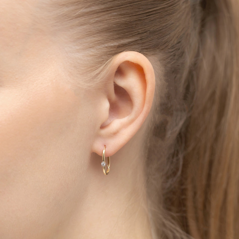 Gold Creole Earrings with Zirconia