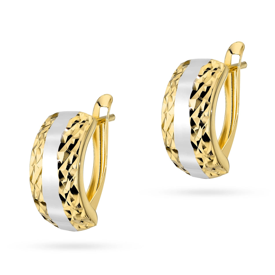 Two-color Gold Earrings with English Clasp