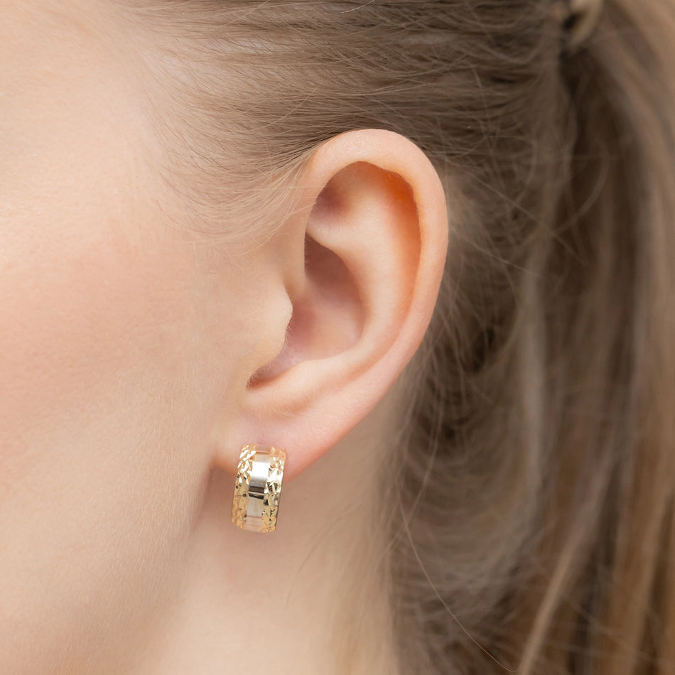 Two-color Gold Earrings with English Clasp