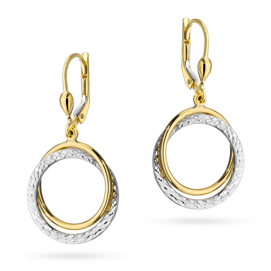 Two-color Gold Earrings with English Clasp