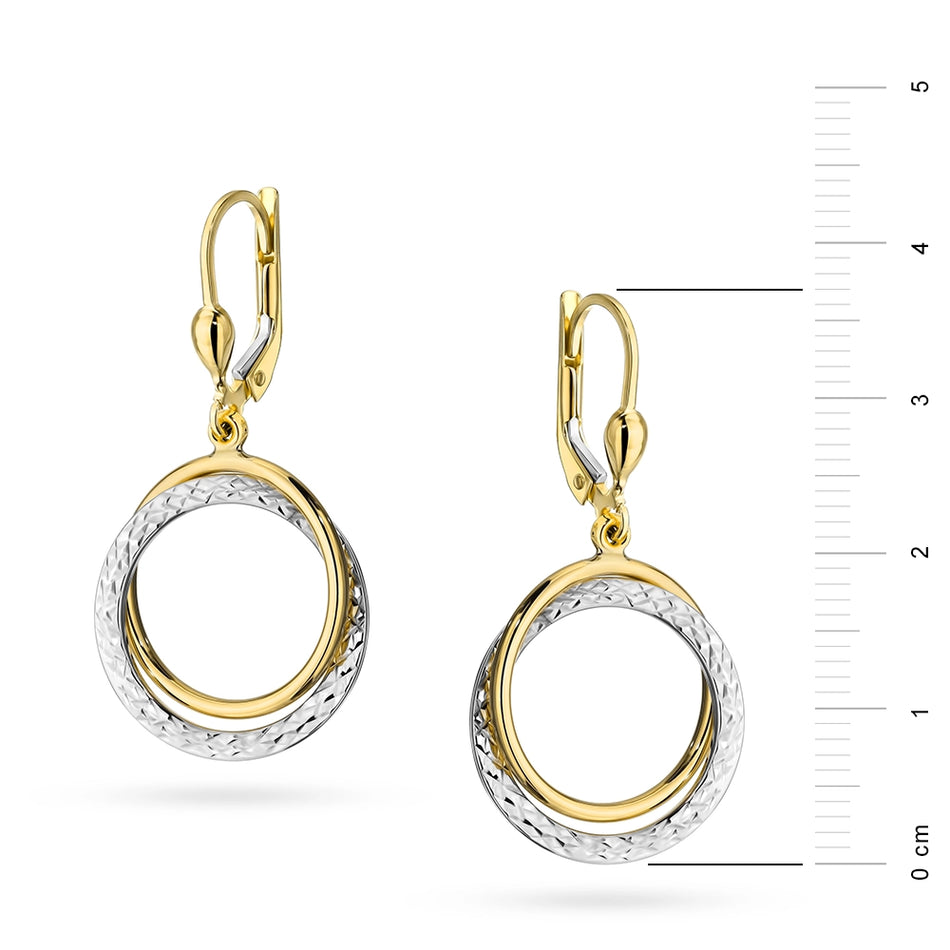 Two-color Gold Earrings with English Clasp