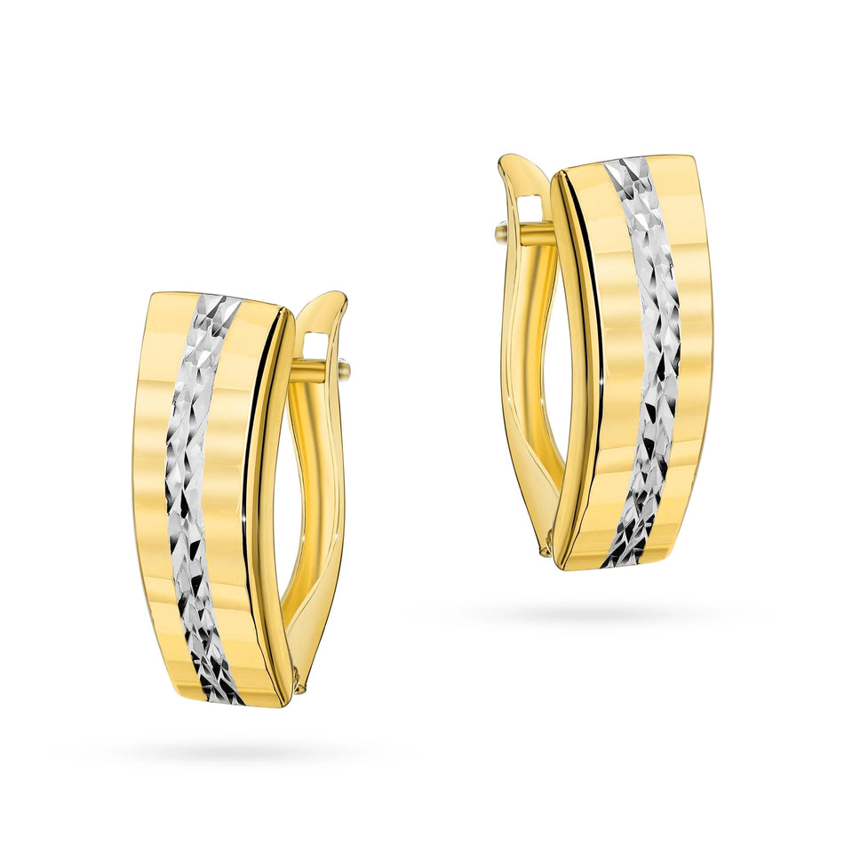 Two-color Gold Earrings with English Clasp