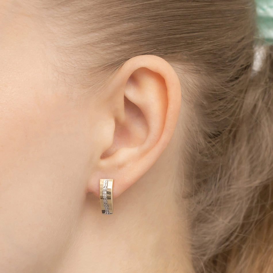 Two-color Gold Earrings with English Clasp