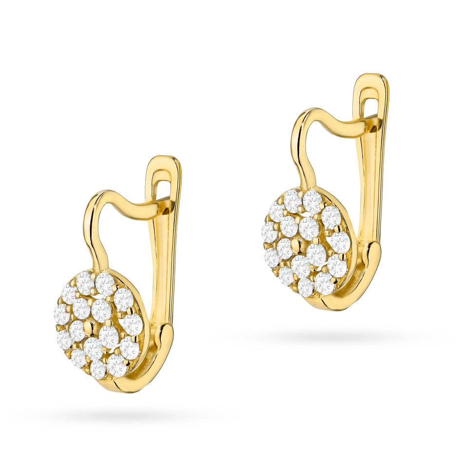 Gold Earrings with Zirconia Circles