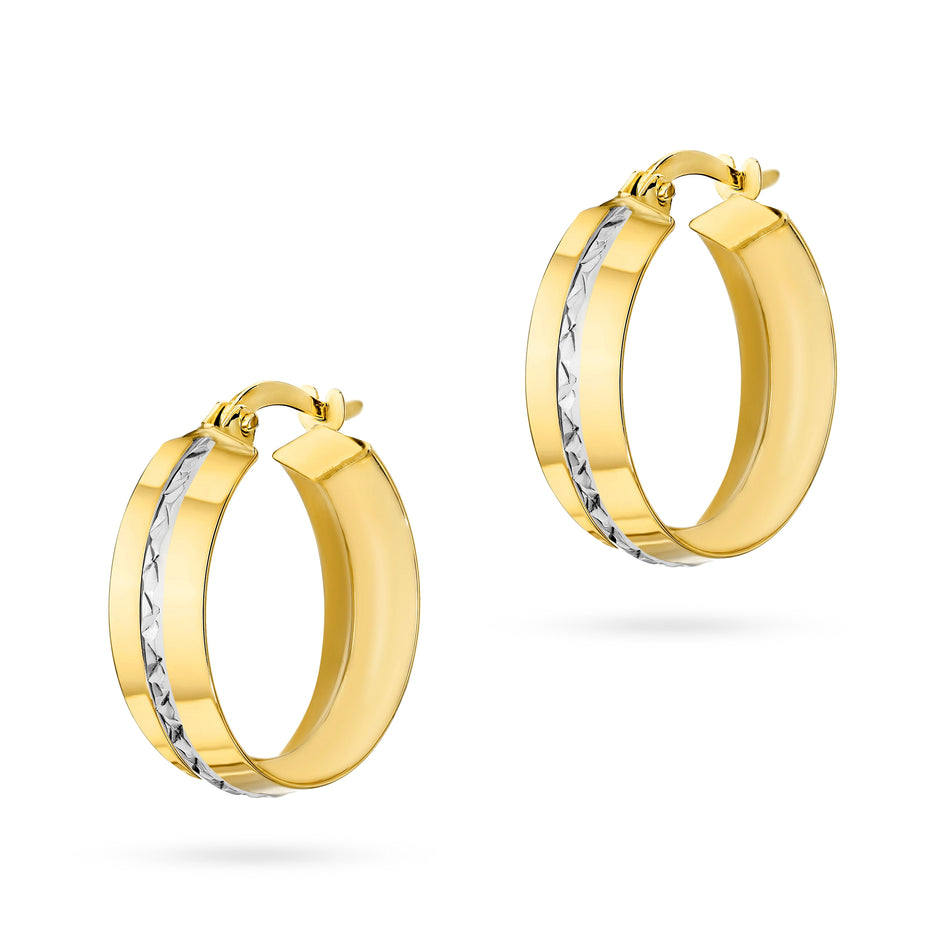Two-color Gold Earrings with English Clasp