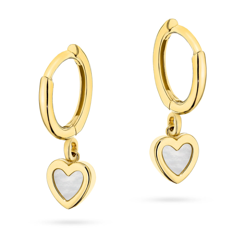 Zlaté kruhové zasouvací náušnice s perletí