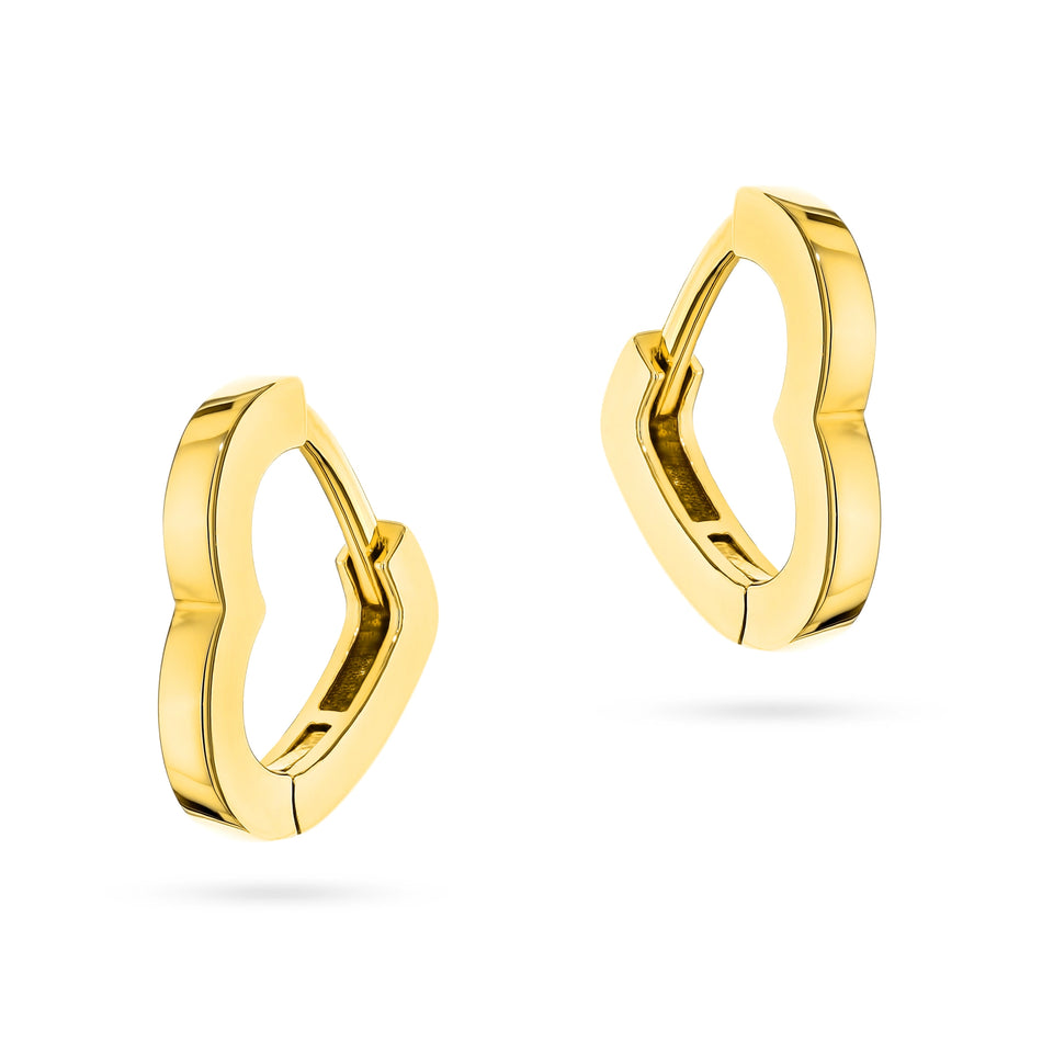 Zlaté náušnice s Anglickým zapínáním srdce