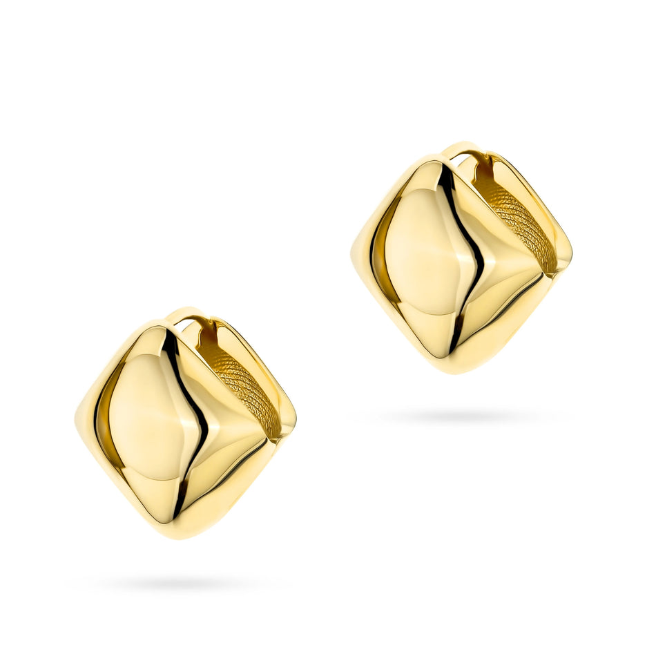 Zlaté náušnice s Anglickým zapínáním ve tvaru čtverců