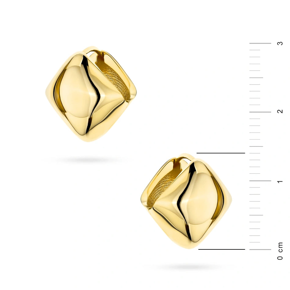 Zlaté náušnice s Anglickým zapínáním ve tvaru čtverců