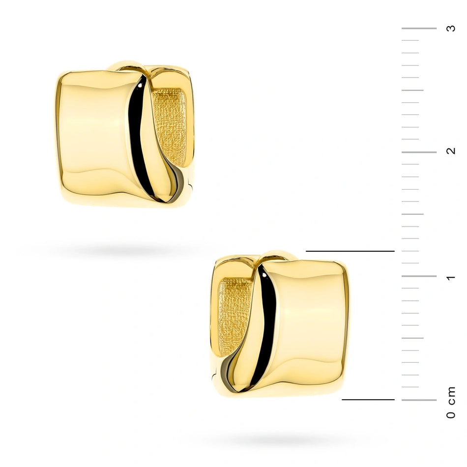 Zlaté náušnice s Anglickým zapínáním ve tvaru čtverců