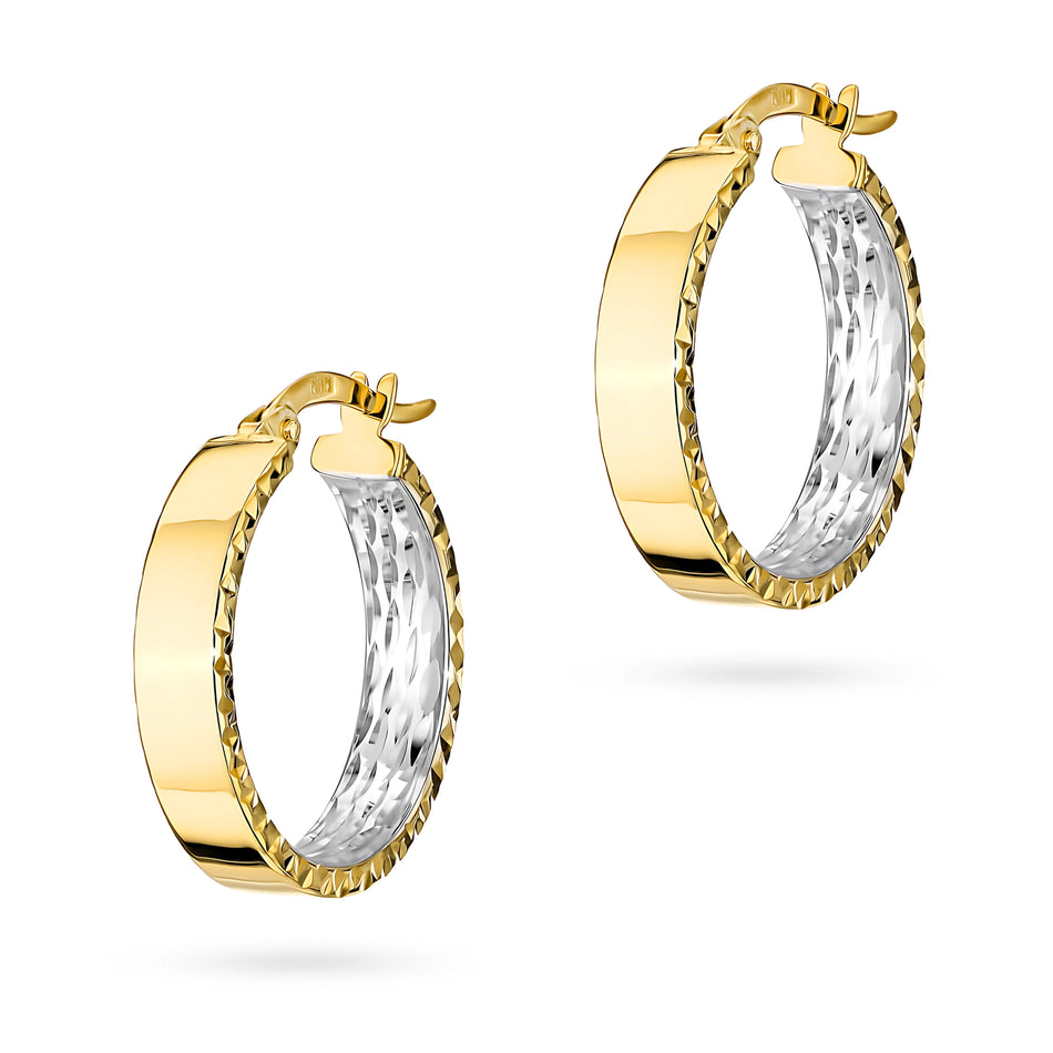 Two-color Gold Earrings with English Clasp