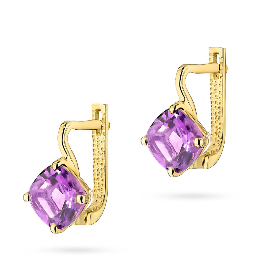 Gold Earrings with Amethyst