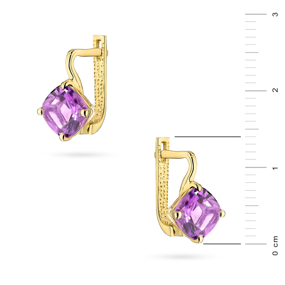 Gold Earrings with Amethyst