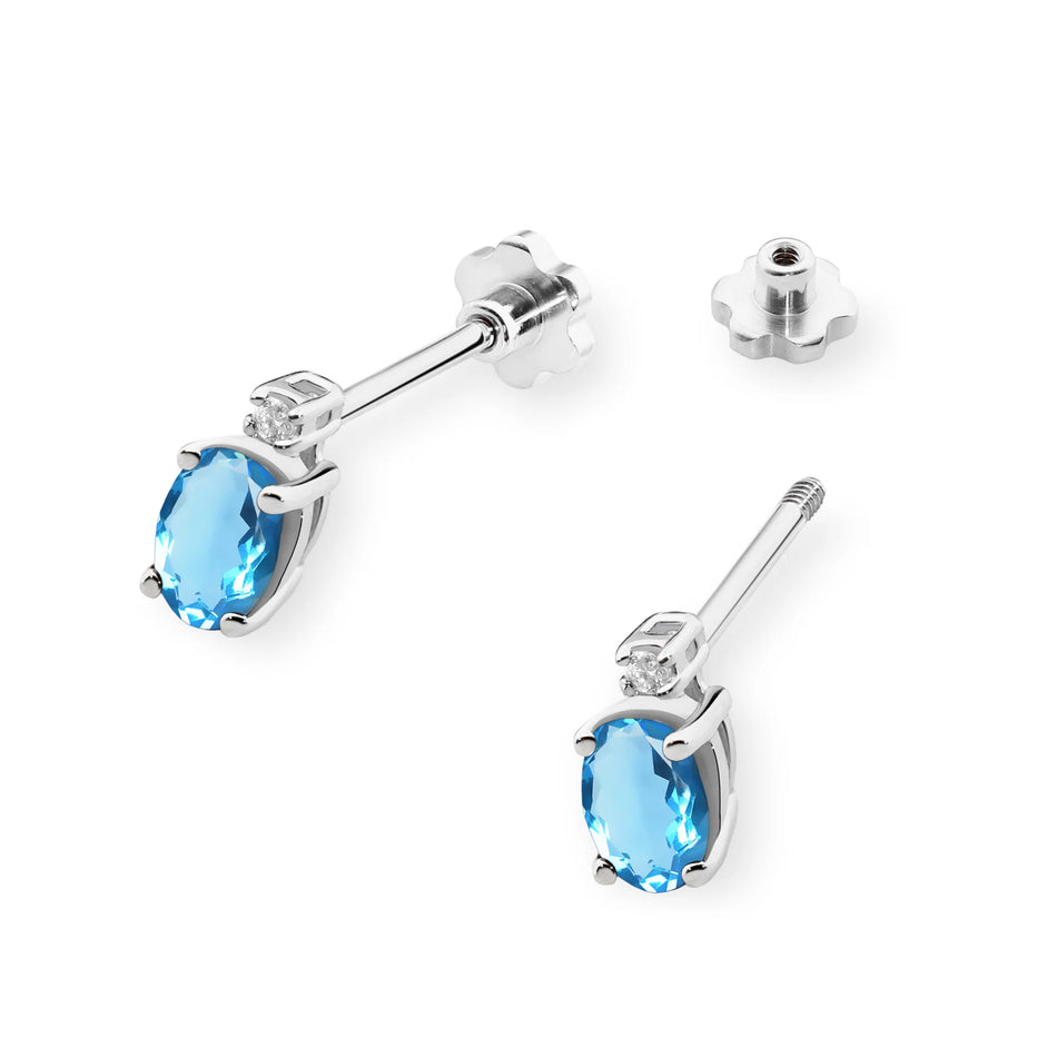 Gold Earrings with 0.50ct Topaz and 0.029ct Diamonds