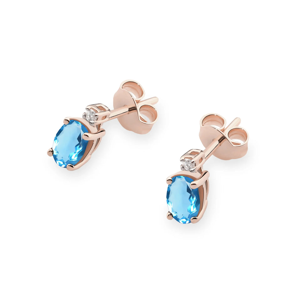 Gold Earrings with 0.50ct Topazes and 0.029ct Diamonds