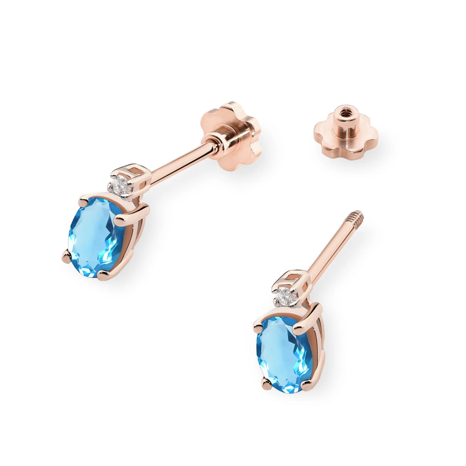 Gold Earrings with 0.50ct Topaz and 0.029ct Diamonds