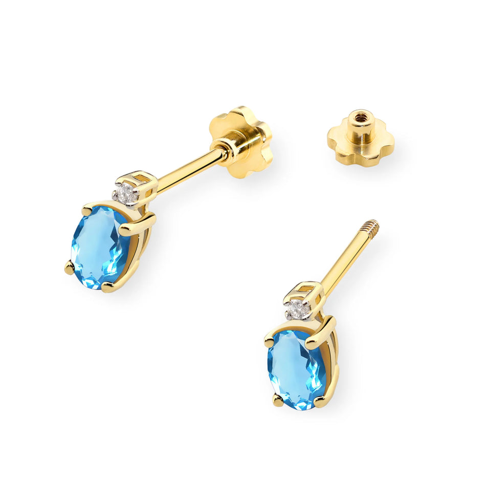 Gold Earrings with 0.50ct Topaz and 0.029ct Diamonds
