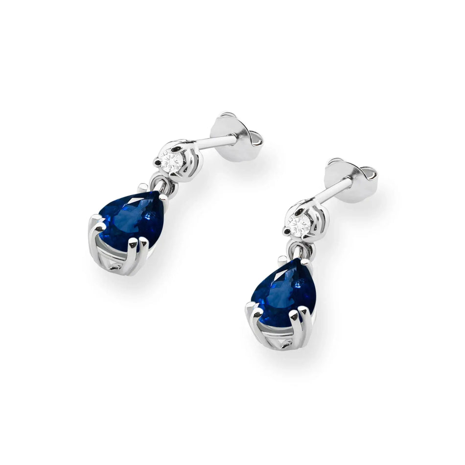 Gold Earrings with 0.60ct Sapphire and Diamonds
