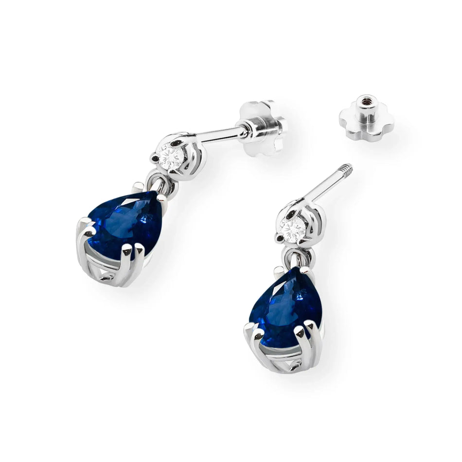 Gold Earrings with 0.60ct Sapphire and Diamonds