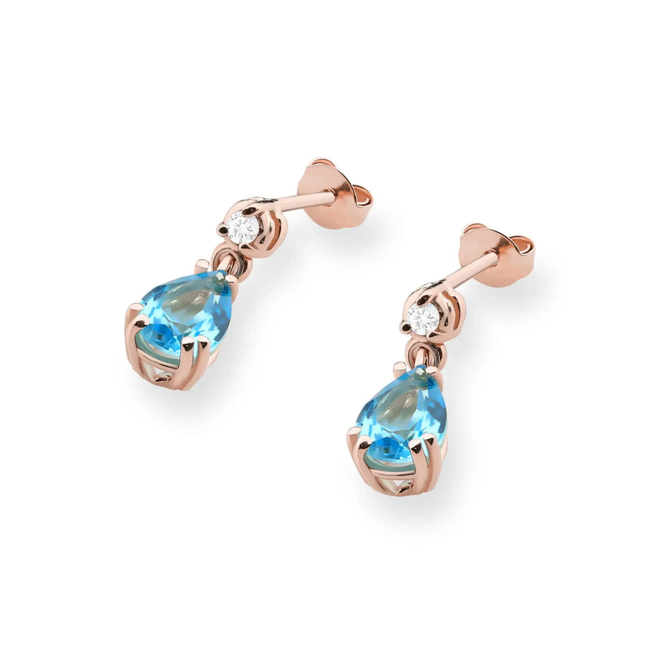 Gold Earrings with 0.90ct Topaz and Diamonds