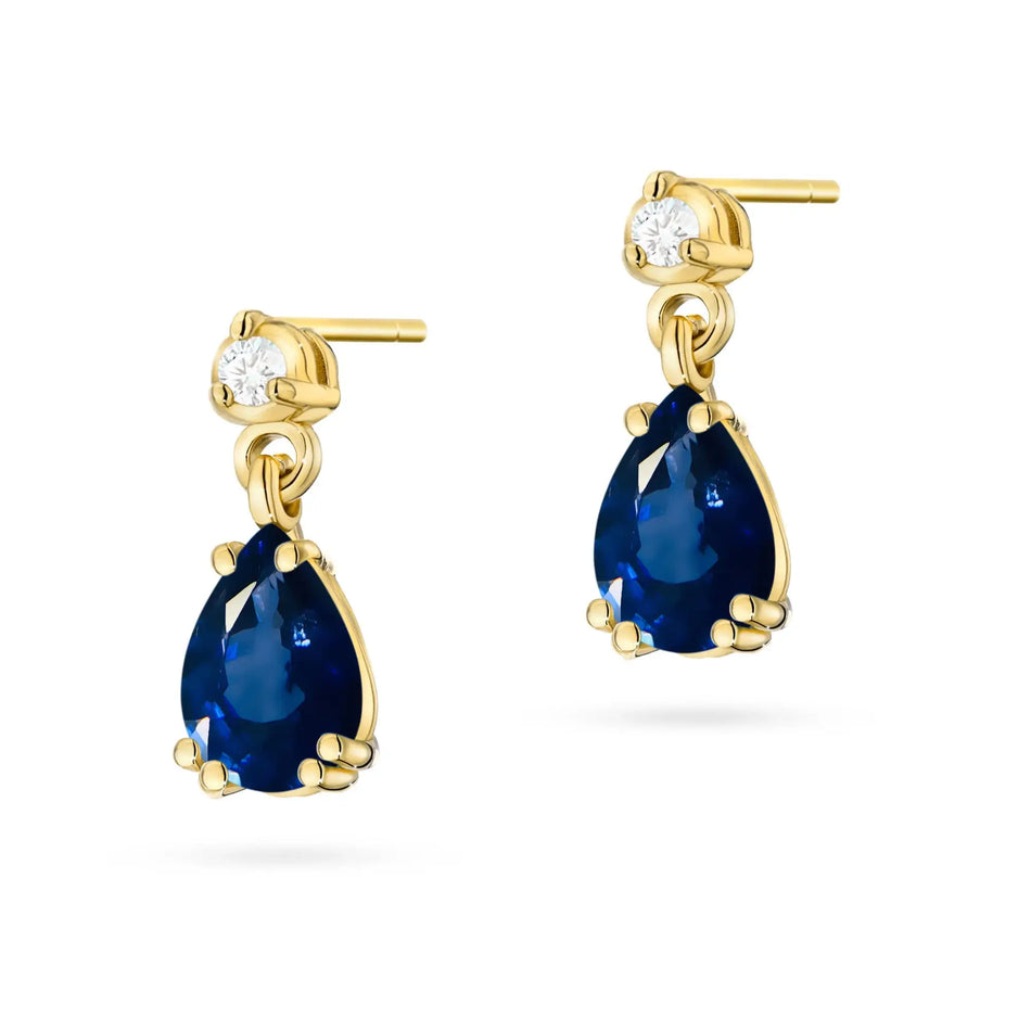 Gold Earrings with 0.60ct Sapphire and Diamonds