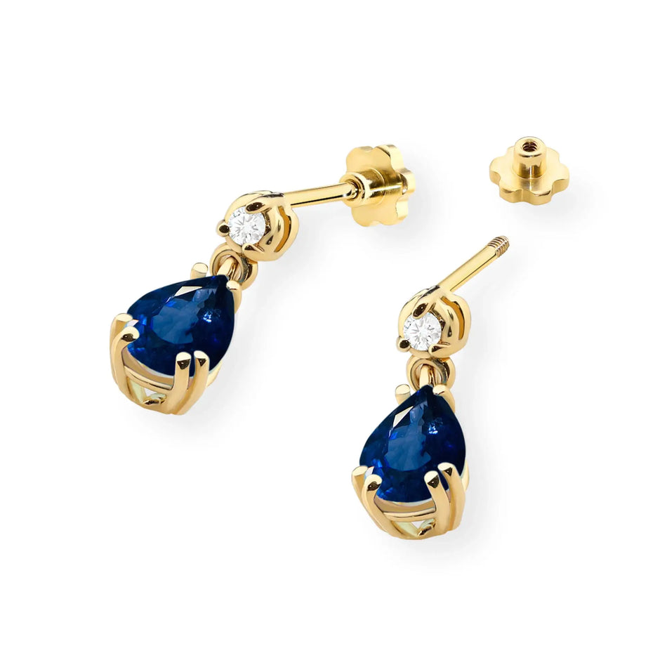 Gold Earrings with 0.60ct Sapphire and Diamonds