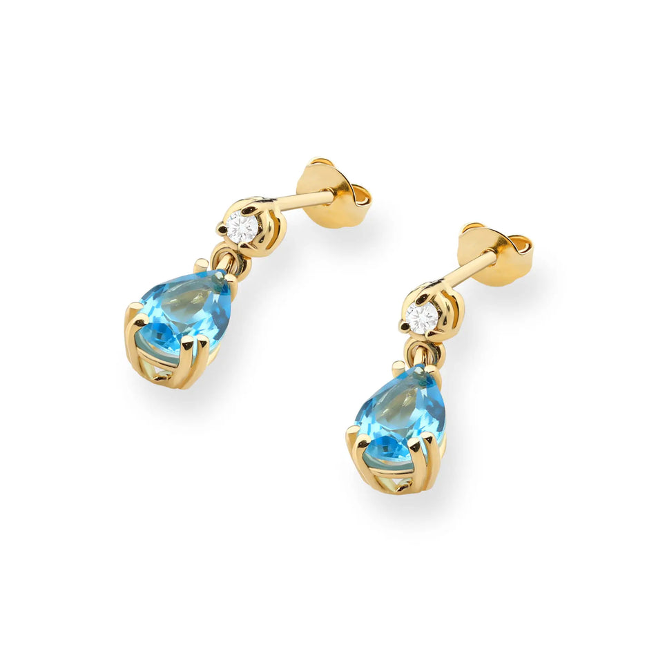 Gold Earrings with 0.90ct Topaz and Diamonds