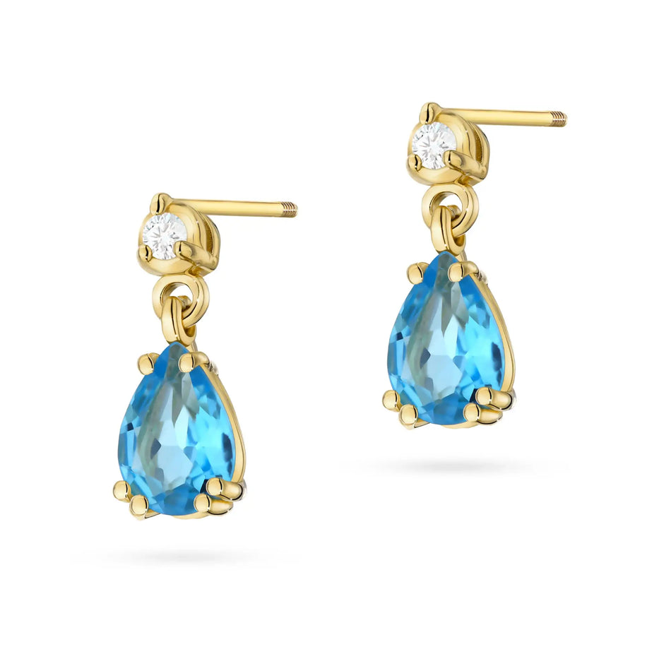 Gold Earrings with 0.90ct Topaz and Diamonds