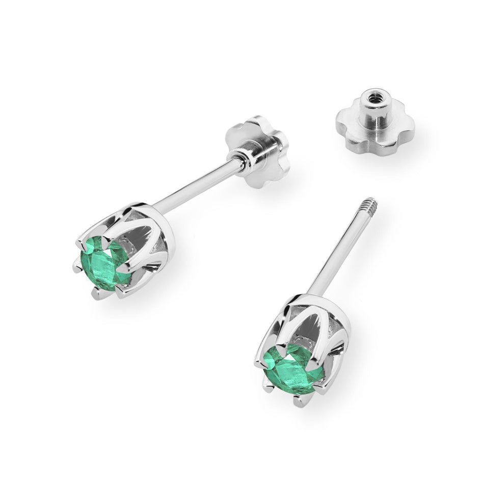 Zlaté náušnice se smaragdy 0,15 ct