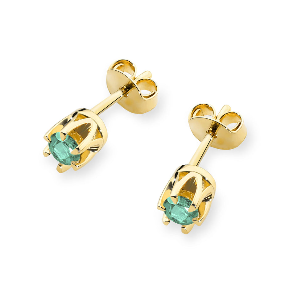 Gold Earrings with 0.15ct Emeralds