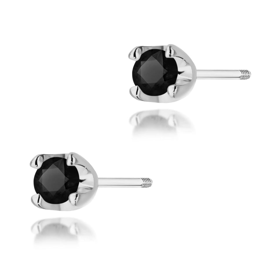 Gold Earrings with 2 x 0.12ct Black diamonds