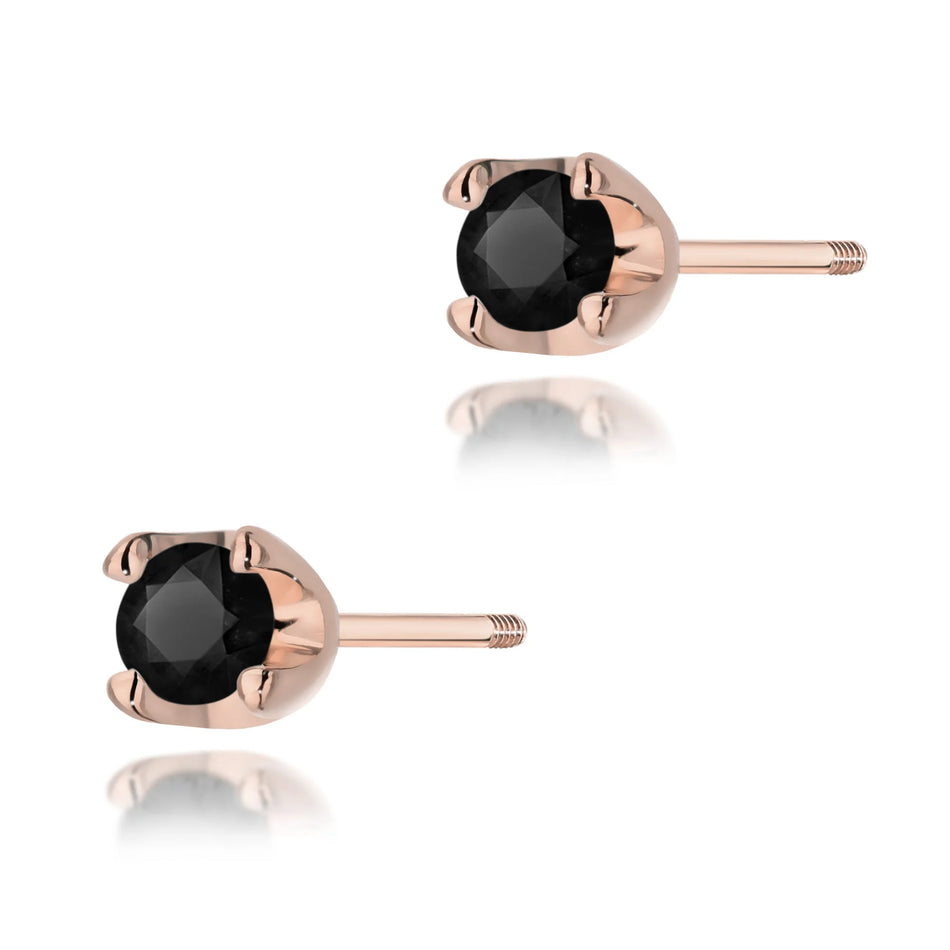 Gold Earrings with 2 x 0.12ct Black diamonds