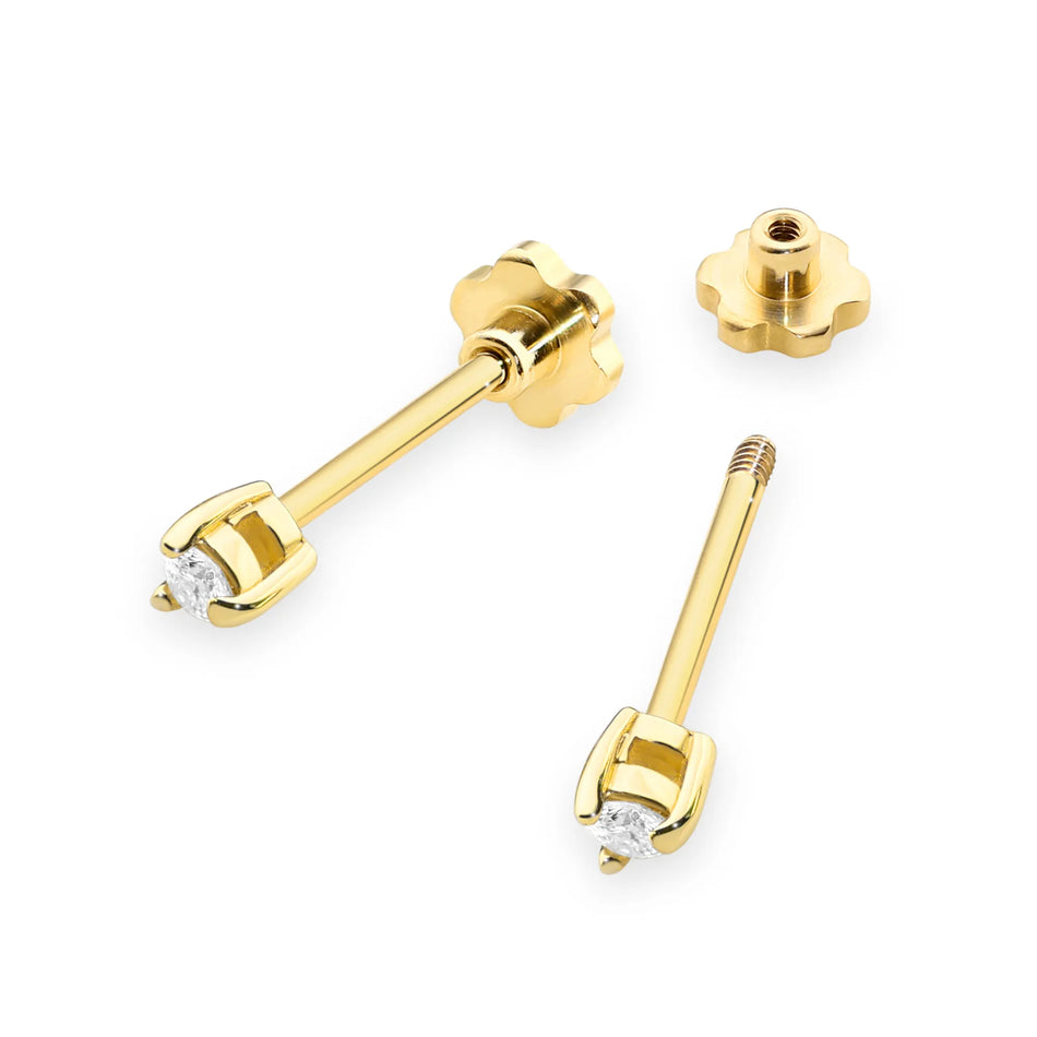Zlaté náušnice s diamanty 0,04 ct