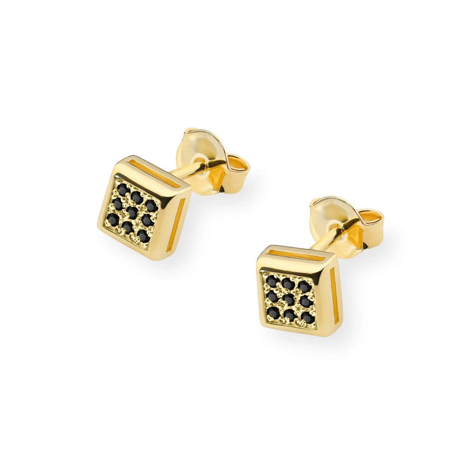 Gold Earrings with 0.09ct Black diamonds