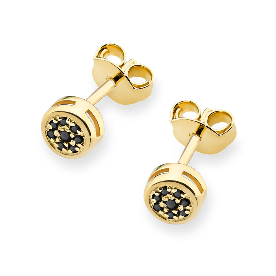 Gold Earrings with 0.08ct Black diamonds