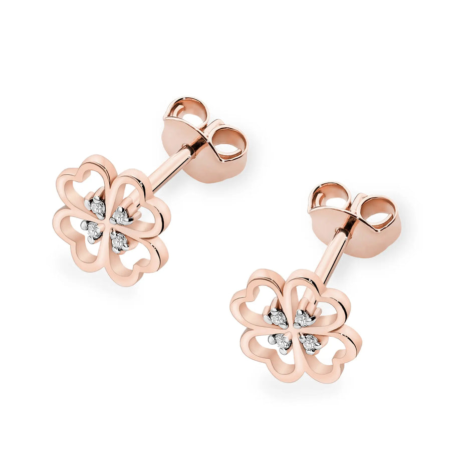 Gold Earrings with 0.04ct Diamonds