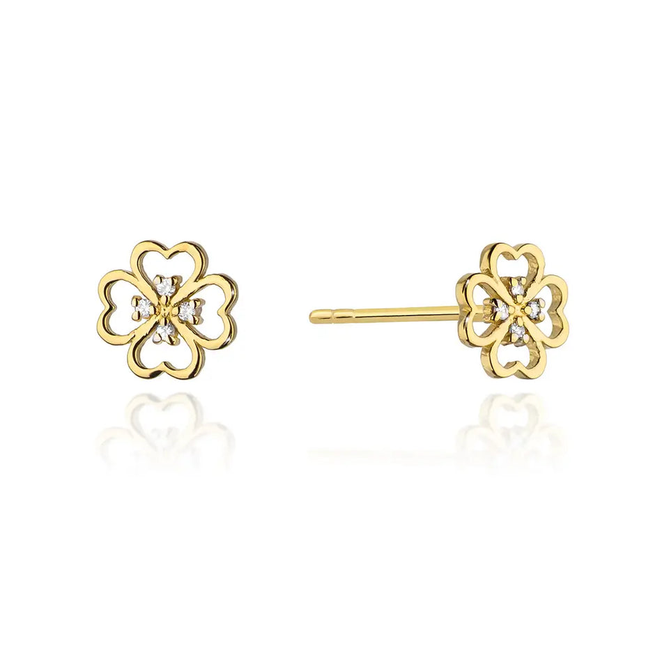 Gold Earrings with 0.04ct Diamonds