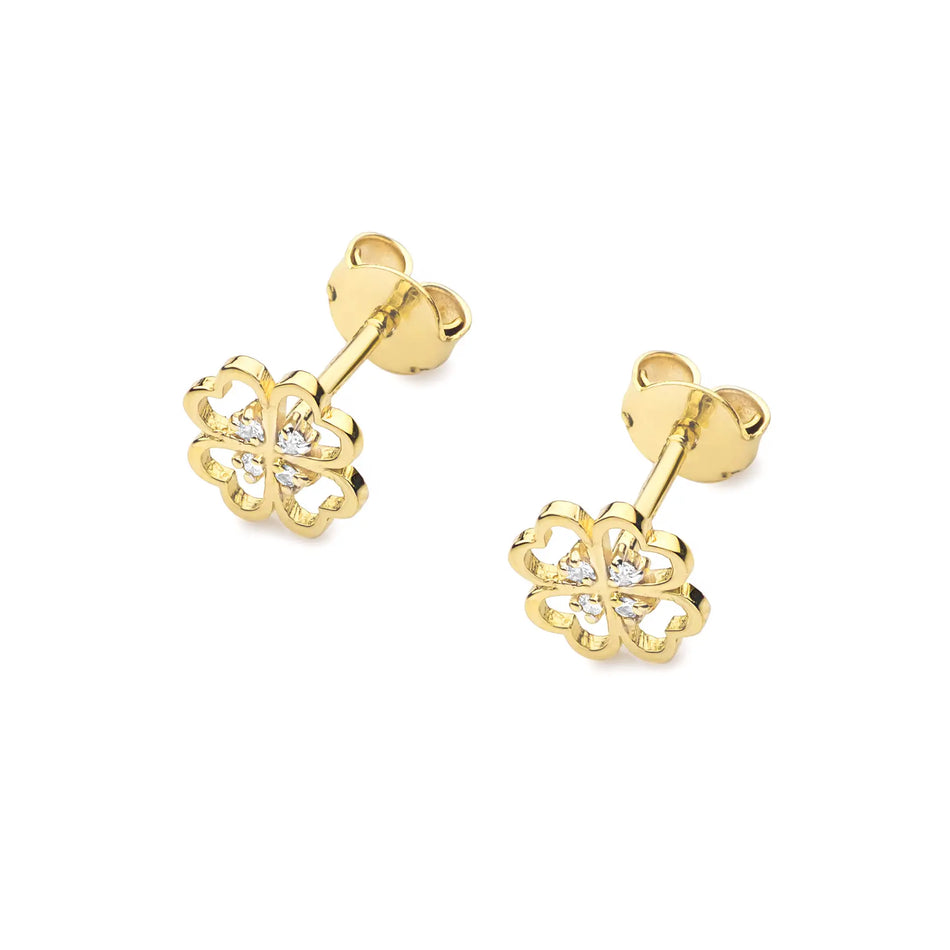 Gold Earrings with 0.04ct Diamonds