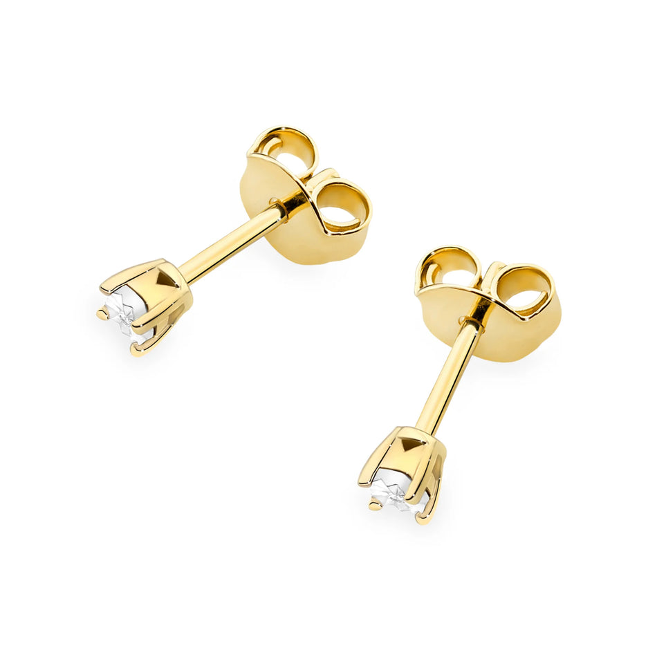 Gold Earrings with 0.01ct Diamonds