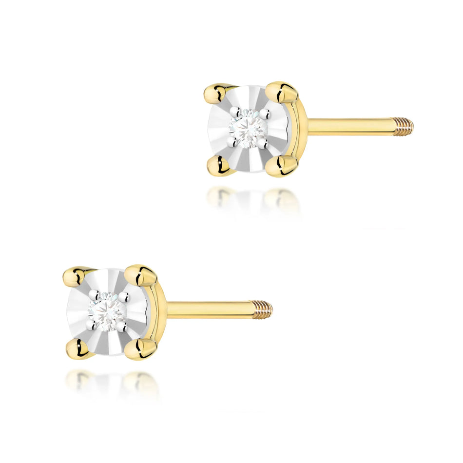 Gold Earrings with 0.01ct Diamonds