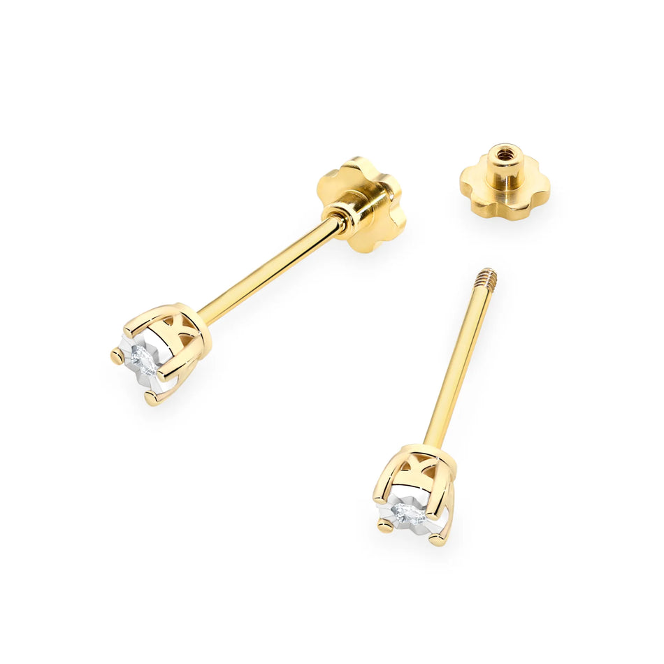 Gold Earrings with 0.03ct Diamonds