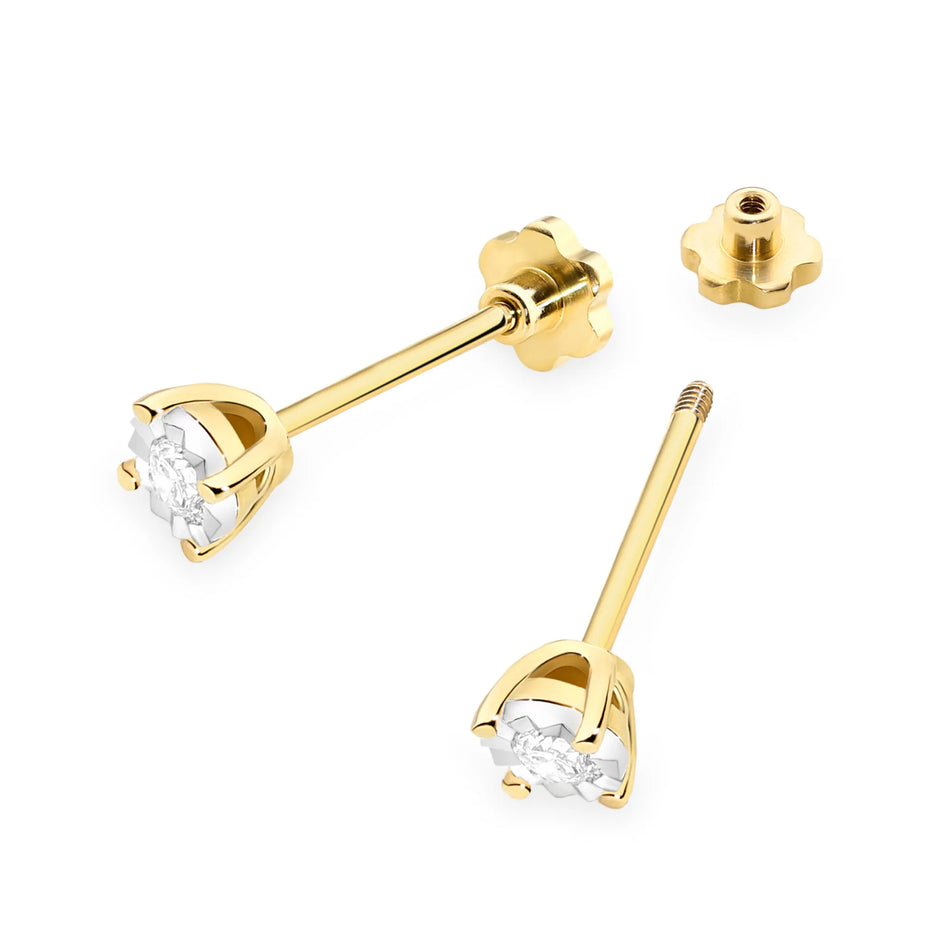 Gold Earrings with 0.08ct Diamonds