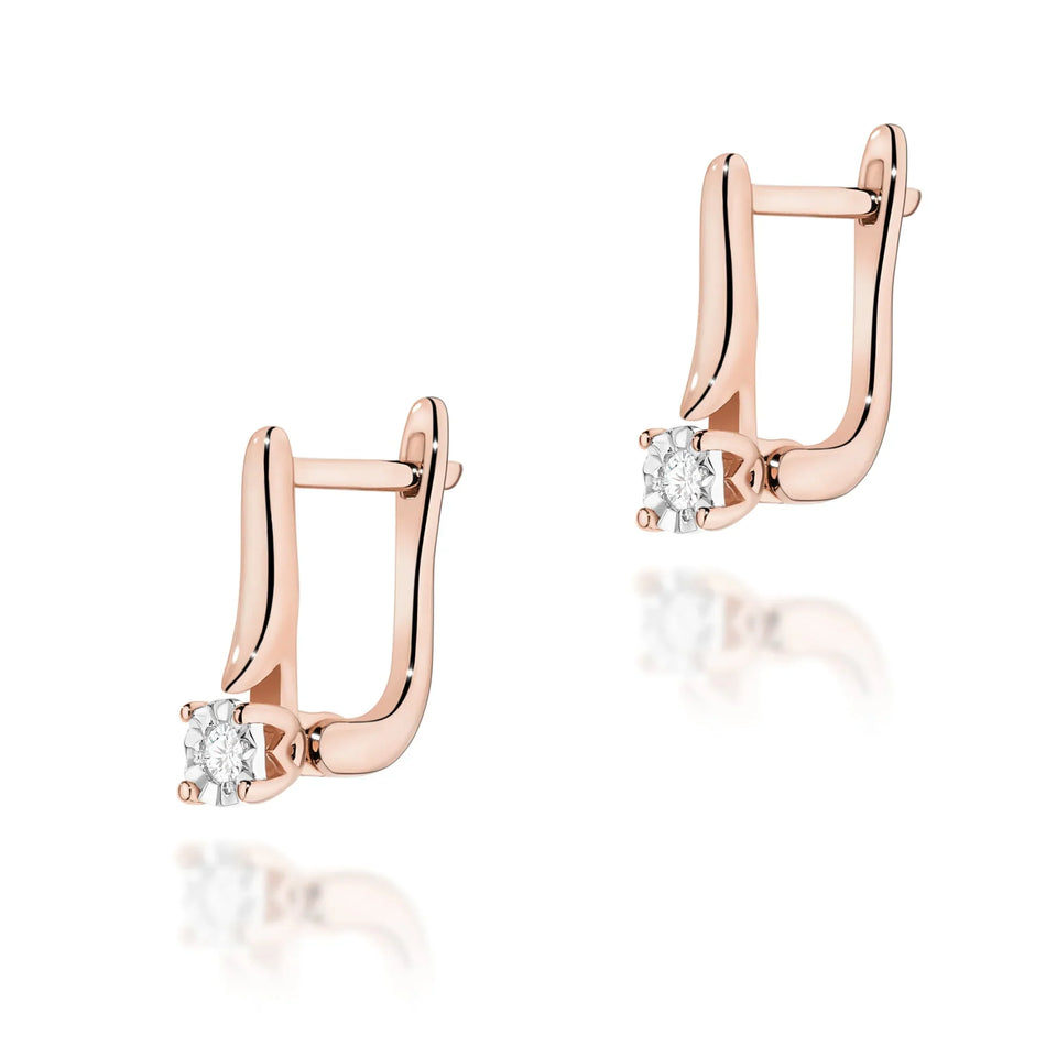 Gold Earrings with 0.03ct Diamonds