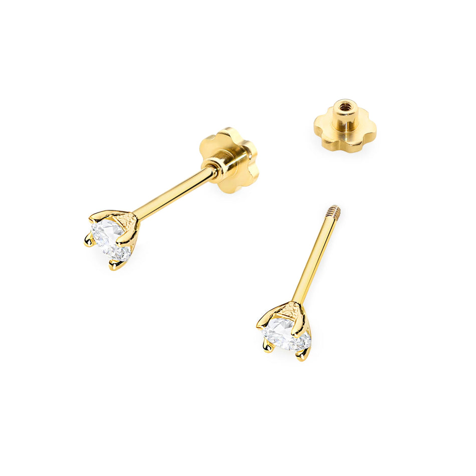 Zlaté náušnice s diamanty 0,04 ct