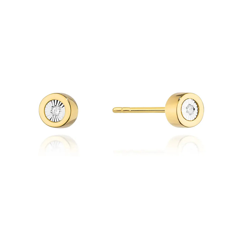 Gold Earrings with 0.029ct Diamonds