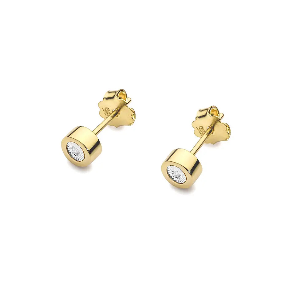 Gold Earrings with 0.029ct Diamonds