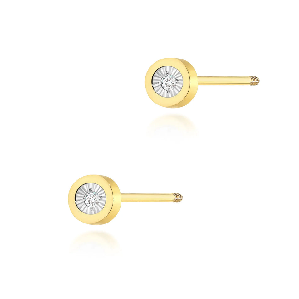 Gold Earrings with 0.029ct Diamonds