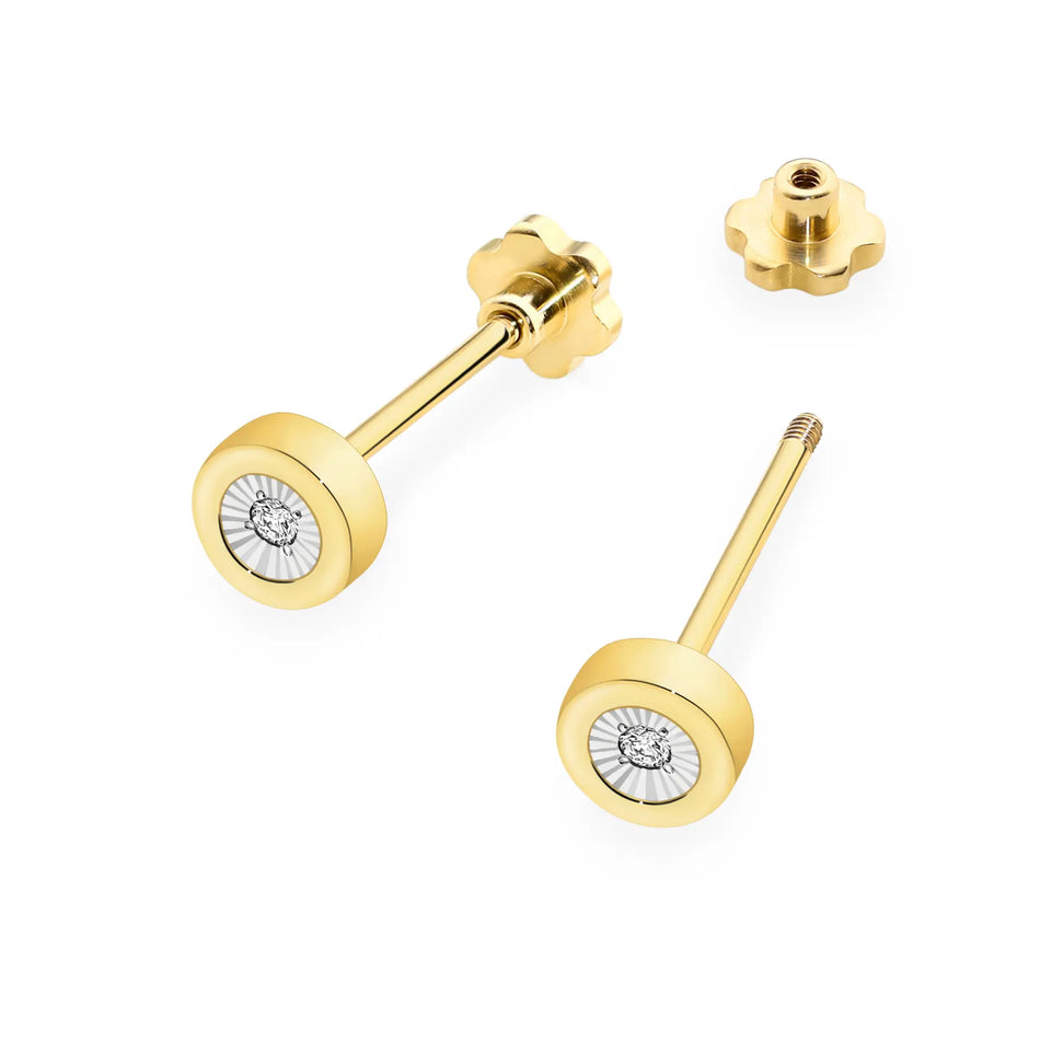 Gold Earrings with 0.029ct Diamonds