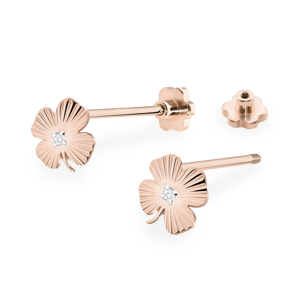 Gold Earrings with 0.01ct Diamonds